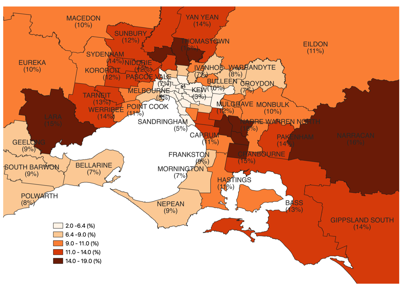 F4. Projected Vote (%) for Freedom Friendly Minor Parties, Inner/Outer Melbourne